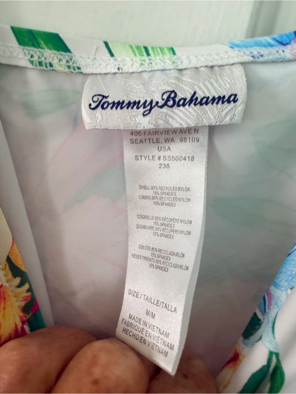 Tommy Bahama White Floral dress with Pink, Yellow & Green Accents - Picture 4 of 4